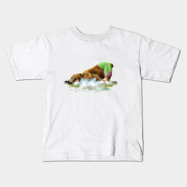 Summer Bear Kids T-Shirt by k33nArt